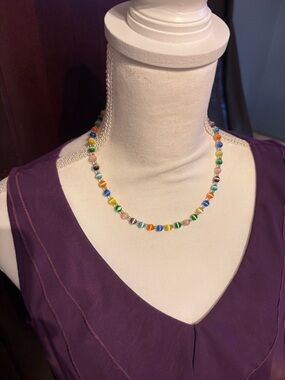 Multicolor Glass Bead Necklace or choker